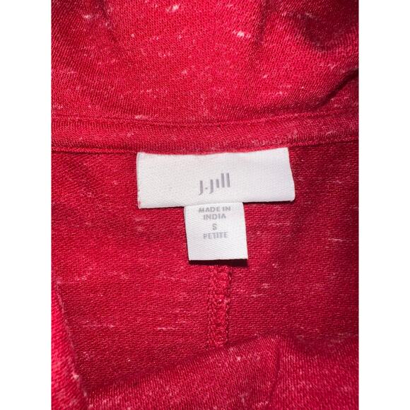J Jill Top Womens Small Red Long Sleeve French Terry Cowl-Neck Tunic Pockets - Picture 7 of 8